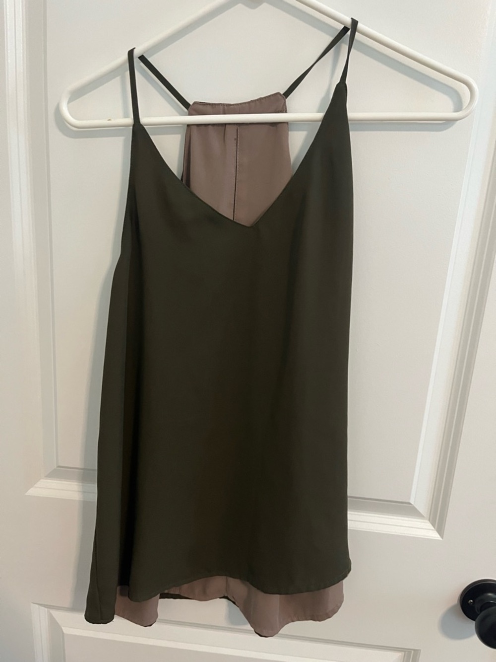 Olive Green Double-Layer Slip tank top size medium